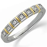 0.07 Ct.T.W. Round Brilliant Cut Diamonds in Two Tone 14Kt. Gold. Two Tone Diamond Anniversary Band