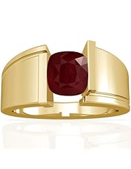18K Yellow Gold Cushion Cut Ruby Solitaire Ring