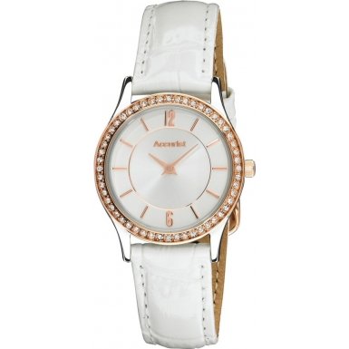 Accurist LS648 Ladies White Crystal Set Watch