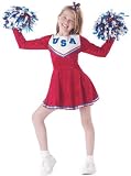 Kid's Red Pep Ralley Cheerleader Costume (Size: Small 6-8)