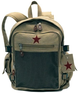 Khaki Vintage Star Backpack II Bag - Unisex - Cool for School.