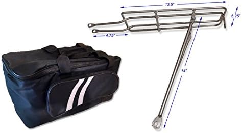 Bundle: Bicycle Storage Rear Mount Soft-side Bag for Electric Bicycle Battery Bag or Accessory Storage and Rear Mount Rack