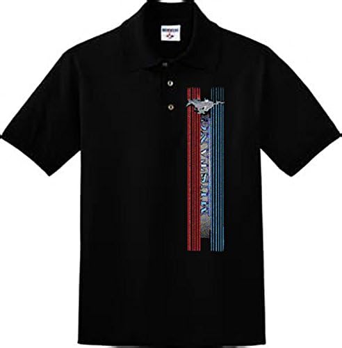 Black polo Mustang Stripe logo polo style shirt XL