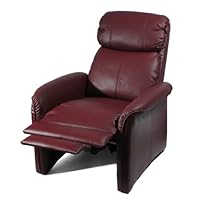 Home Leather Recliner 3 Positional Leather Cozy Recliner Chair Burgundy