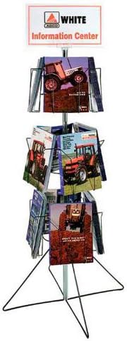 Rotating 12-Pocket Wire Magazine Rack with 2" Pockets and Wire Legs