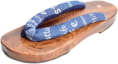 PEPUJP Adult Japan Cosplay Flip Flops Japanese Style Wooden Geta Sandals 44 Navy