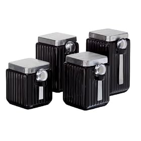 Buy Oggi EZ Grip Handle Ceramic 4 Piece Canister Set, Black by Oggi