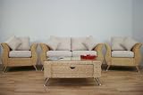 Conservatory furniture CHELSEA WICKER Designer SUITE (Sofa, 2 Armchairs, Coffee table)