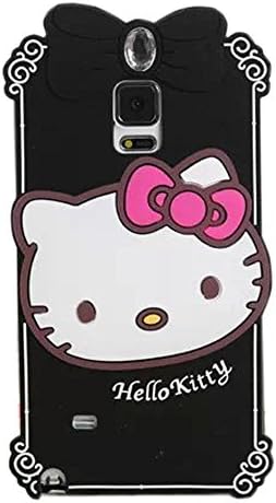 Galaxy Note 4 Case,Galaxy Note 4 Silicone Case,Tribe-Tiger Cartoon Diamond Crystal Hello Kitty Silicon Gel Rubber Case Cover Skin for Samsung Galaxy Note 4 N9100(Black Kitty)