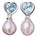 Pearl and topaz earrings, 'Blue Hearts' title=