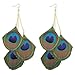 ZAD Awesome 3 Large Peacock Feathers Dangle title=