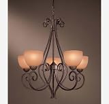 Minka Lavery 725-355, Caspian Glass 1 Tier Chandelier Lighting, 5 Light, 500 Total Watts, Bronze