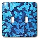 Lee Hiller Designs Batik Print - Sky Blue Butterflies Batik - Light Switch Covers - double toggle switch