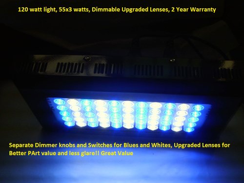 120 Watt Aquarium Coral Reef LED Grow Light 120W, 55x3 Watt Dimmable 120 Watt Aquarium Coral Reef LED Grow Light 120W, 55x3 Watt Dimmable