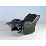 GENUINE LEATHER HIDE RECLINER CHAIR IN BLACK FROM CENTURION PINE