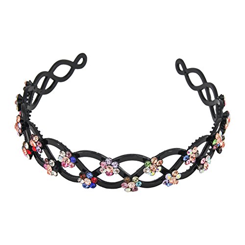 Yeshan Criss Cross Design Rhinestone and Crystal Strong Plastic Headband ,Hairband for Women