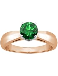 0.80 Ct Round Green SI1/SI2 Diamond 18K Rose Gold Ring
