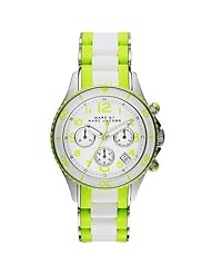 Marcy Jacobs Rock Chronograph White and Green Silicone Ladies Watch MBM2592