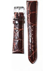 17mm Brown Crocodile Grain Italian Leather Watchband