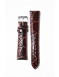 19mm Brown Crocodile Grain Italian Leather Watchband