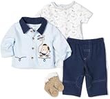 Vitamins Baby-boys Newborn Cute Cowboy 3 Piece Pant Set and Socks, Blue, 9 Months