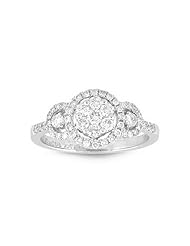 0.63ct tw Three Stone Diamond Cluster Look Set in 18k White Gold