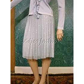 Click here to buy $2290 New CAROLINA HERRERA Blue Beaded Silk Skirt 12 by Carolina Herrera.
