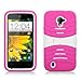 AIMO Rugged Wave Armor Case w/ Built-in Kickstand for ZTE Majesty Z796c [Straight Talk] - (White / Hot Pink)