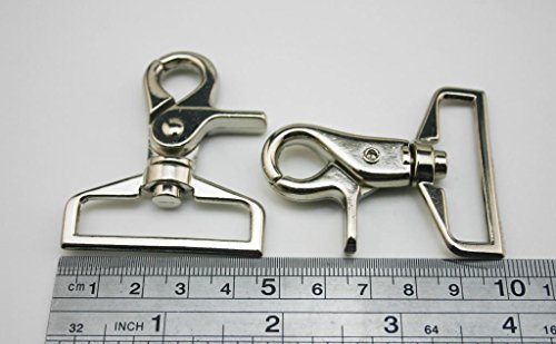 GenericSilvery 1.5 Inches Inside Diameter D-Ring Lobster Clasp Claw Swivel Eye Lobster Snap Clasp Hook for Strap Pack of 5