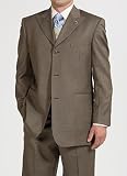 Phat Farm - Phat Farm Brown with Tan and Blue Multi-Stripe Three-Button Double-Vented Suit with Pleated Pant