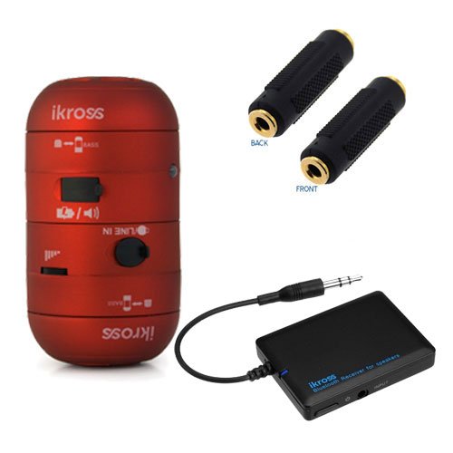 Cheapest iKross 3.5mm Portable Mini Red Stereo Speakers + iKross Bluetooth Stereo Music Audio Receiver + 3.5mm to 3.5mm (F/F) Coupler for Cheap iKross 3.5mm Portable Mini Red Stereo Speakers + iKross Bluetooth Stereo Music Audio Receiver + 3.5mm to 3.5mm (F/F) Coupler for