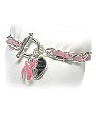 Breast Cancer "Together We Make A Difference" Pink Ribbon Charm Bracelet Fashion Jewelry