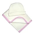 Tadpoles Organic Cotton Receiving Blanket and Infant Cap - Pink Trim