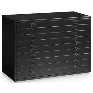 9 - drawer 40w Map Chest, 9-DRAWER, BLACK by 