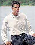 Premium Quality Men's Tall Sizes Spartan Long Sleeve Golf Sport Shirt With Pocket - White