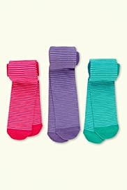 3 Pairs of Cotton Rich Fine Stripe Tights