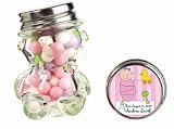 Baby Keepsake: It`s a Girl Design Personalized Teddy Bear Glass Candy Jar - Unassembl (Set of 24)