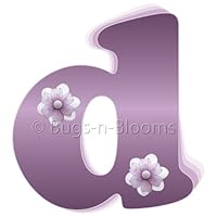 'd' Purple Daisy Flower Alphabet Letter Name Wall Sticker - baby nursery girls room decor baby nursery girls room decor decoration decorations mural stickers bedroom