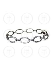 Sterling Silver -CZ Micro Pave Black Colour Tennis Bracelet (BR-1095-B