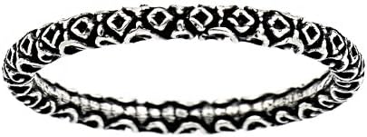 Antique Look Decorated Swirl Pattern Sterling Silver Stackable Band Ring (13)