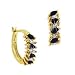 Vermeil (24k Gold over Sterling Silver) Genuine Sapphire Stone Marquise Cut Genuine Diamond Accent Hoop Earrings