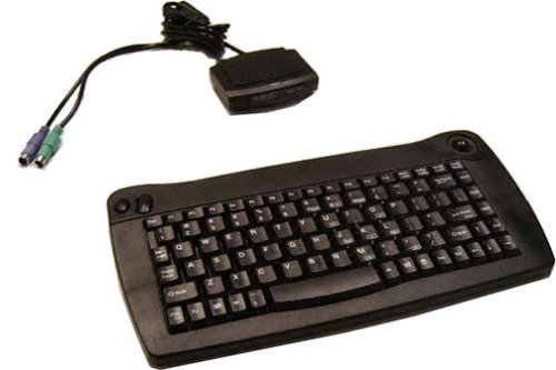 Adesso Wireless IR 88-Key Mini Black PS/2 Keyboard with Built-in Trackball ( ACK-573PB )