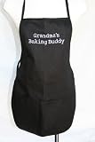 Black Embroidered Kids Apron Grandma's Baking Buddy