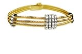 18K Yellow Gold Multi-Strand, Hand-Woven Mesh Bracelet, Designed With Three Bar White-Gold Stations, Enhanced With Pave Set Diamonds. ( GH-Color, SI-Clarity; c.t.tw.0.60 CT ).