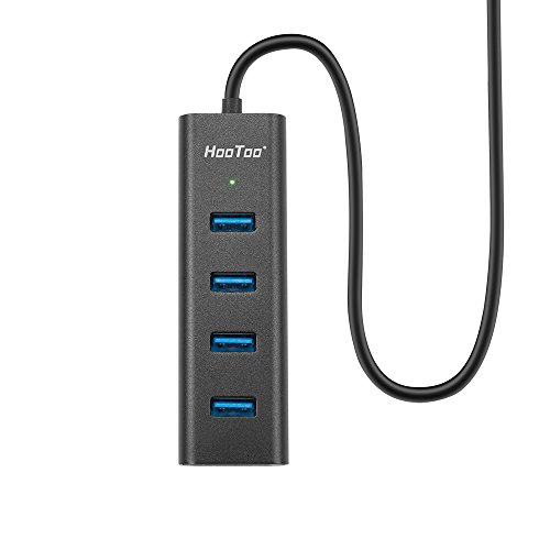 USB 3.0 Hub, HooToo 4 Port HUB 1.3 Feet for PC Mac Linux High Performance Interface for Personal Business Gaming Cable Aluminum Silver