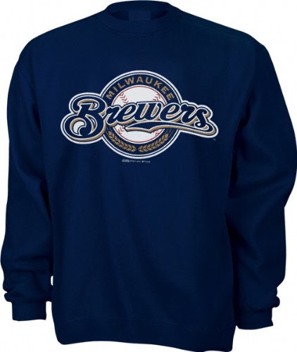 Milwaukee Brewers Navy Primary Logo Crewneck Sweatshirt