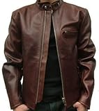 Mens Brown Leather Motorcycle Jacket (44)