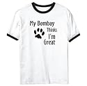 T-Shirt Ringer White " My Bombay Thinks I Am Great " Cat