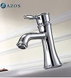 AZOS 洗面器の蛇口 黄銅製 銀色 単穴 台付 冷熱混合水栓 MPDKZ031