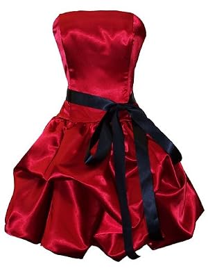 Strapless Satin Bubble Dress Cocktail Gown Prom Holiday